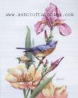 Blue Bird, Iris and Peonies